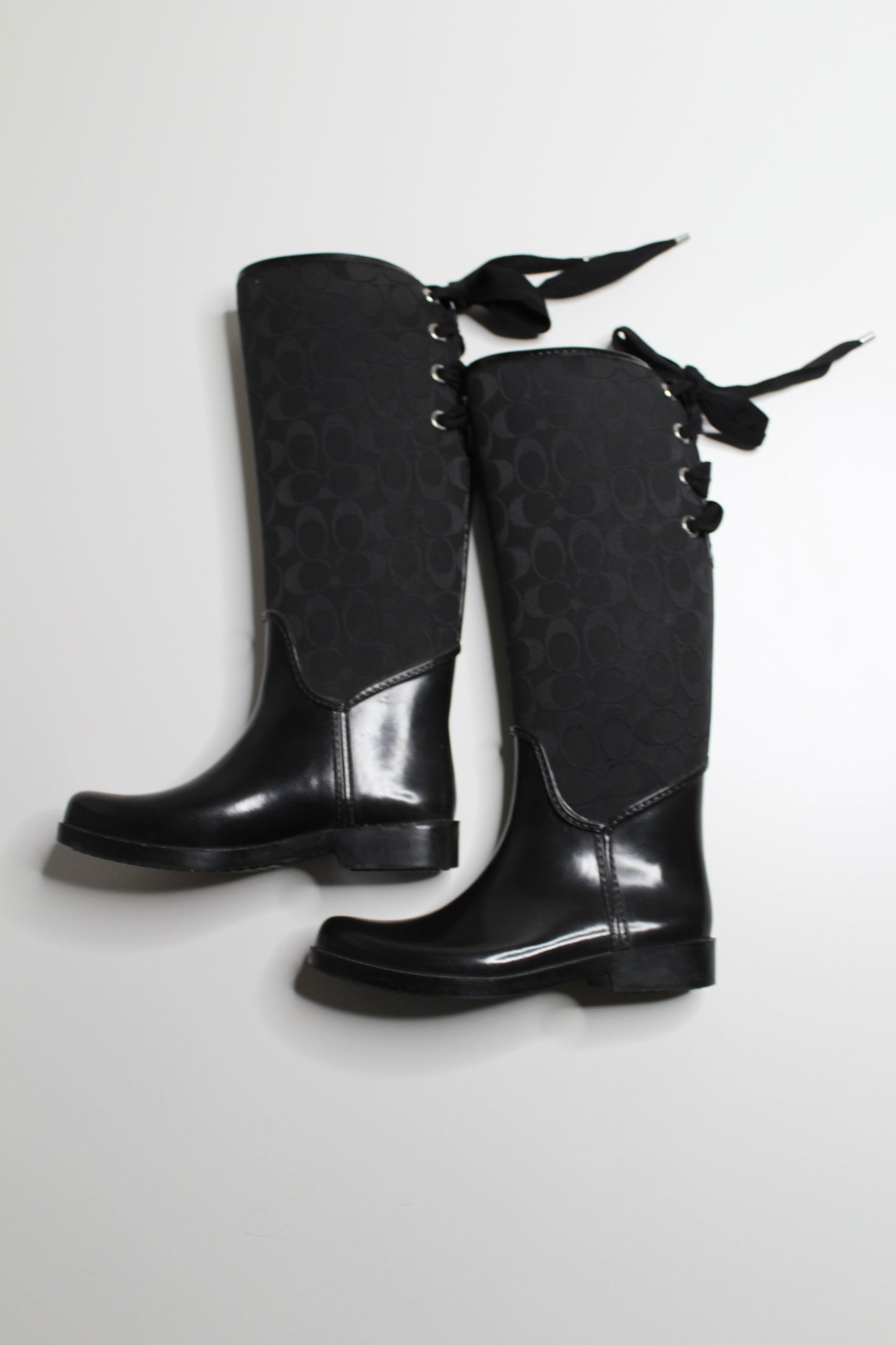 Coach black tristee lace up rain boots, size 7 (additional 30% off)