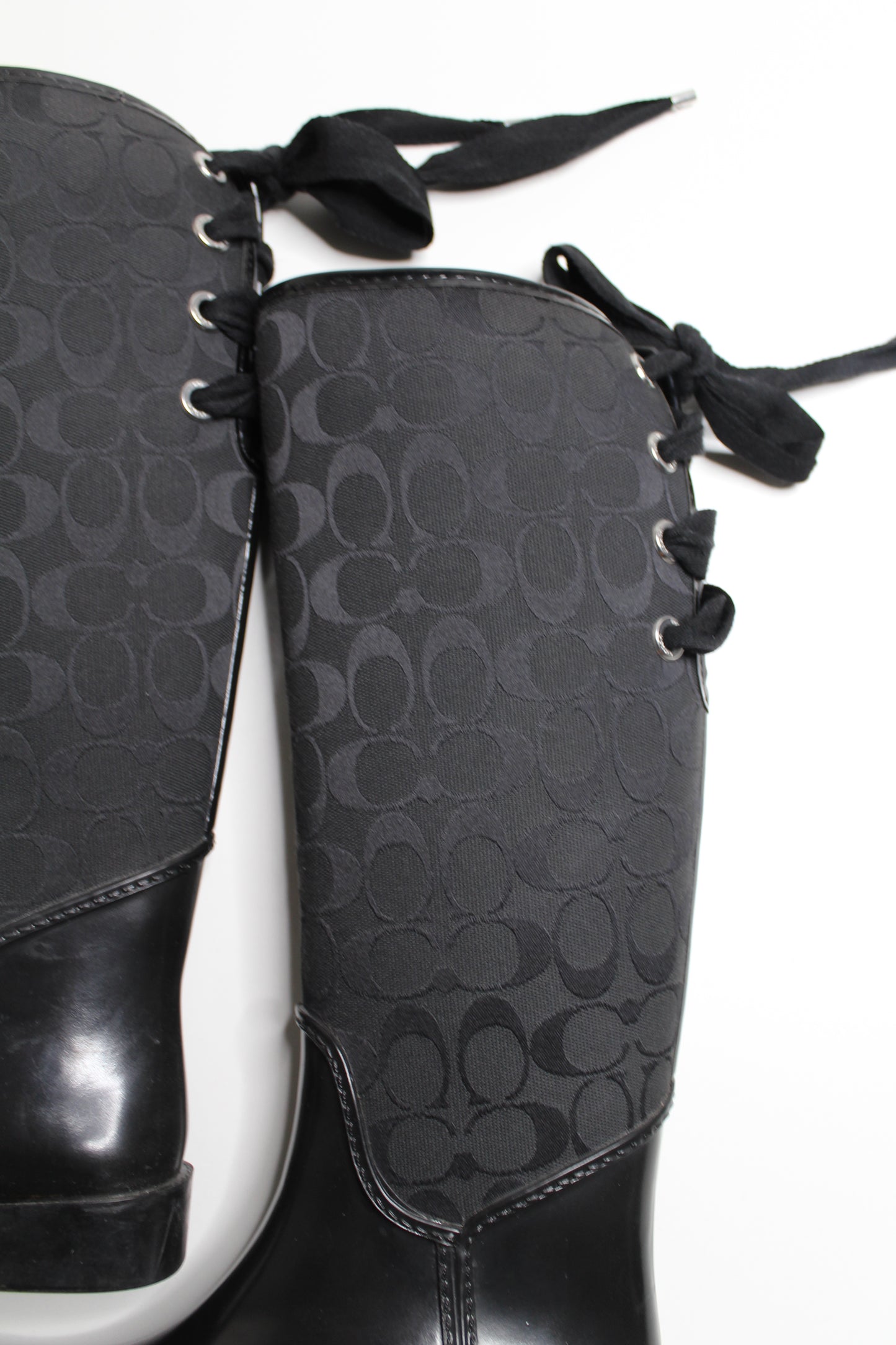 Coach black tristee lace up rain boots, size 7 (additional 30% off)