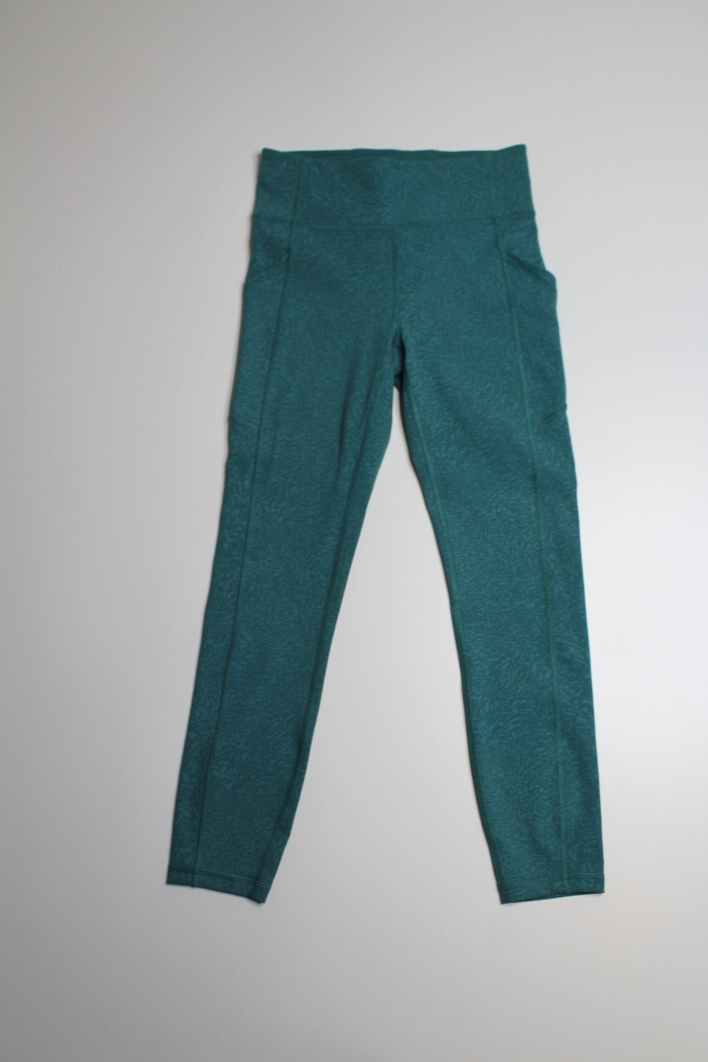 Lululemon crunch teal lagoon ‘invigorate’ high-rise tights, size 6 (25”)