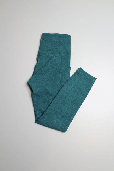 Lululemon crunch teal lagoon invigorate high-rise tights, size 6 (25”)