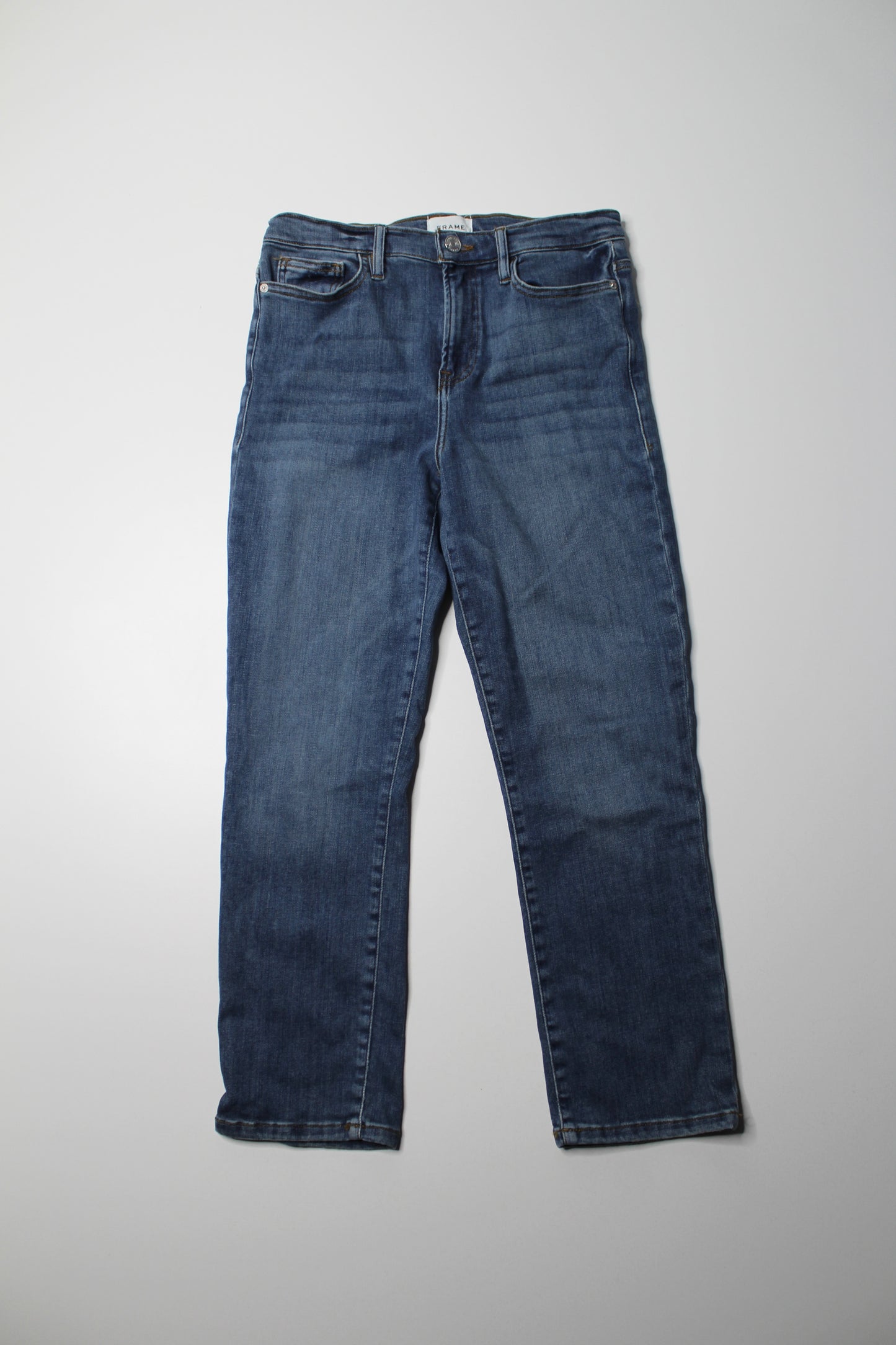 Frame dark wash ‘le high straight’ jeans, size 29 (26”)
