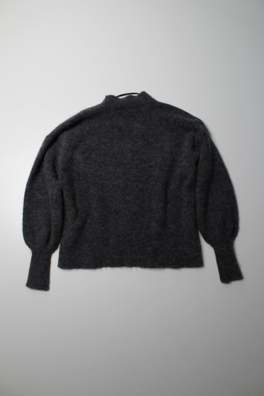EVER NEW dark grey mock neck puff sleeve alpaca wool sweater, size 2 (size small)