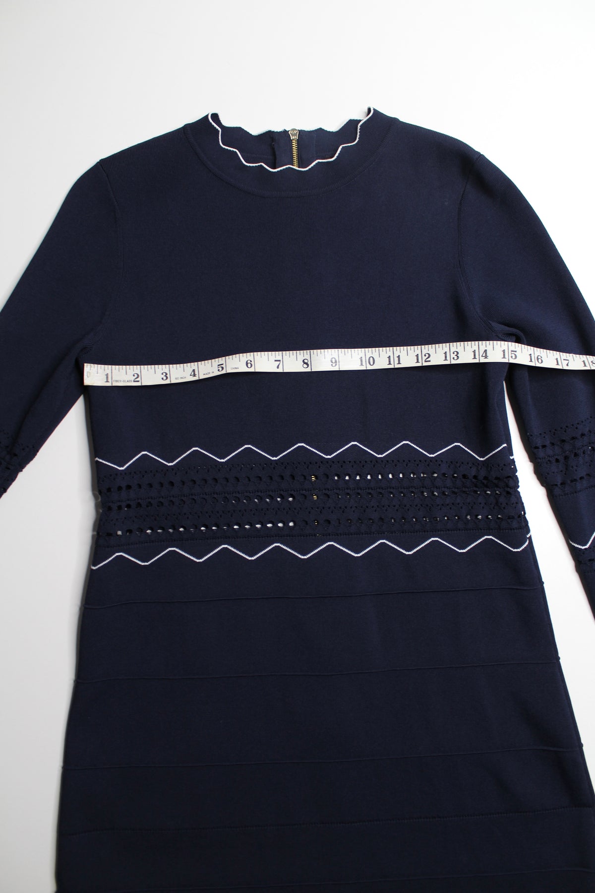 Ted Baker navy/white coliete knit dress, size 2 (size small)