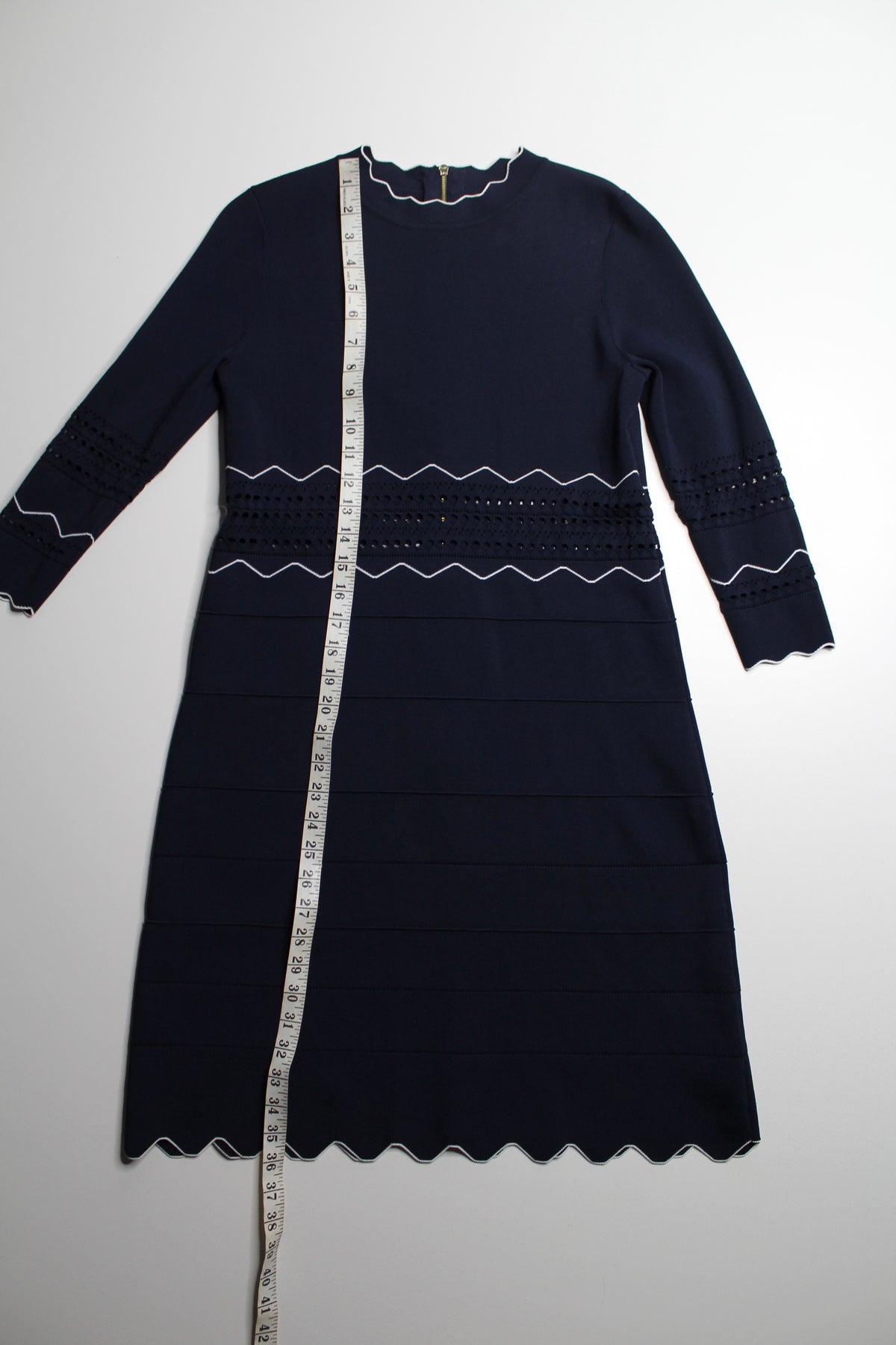 Ted Baker navy/white coliete knit dress, size 2 (size small)