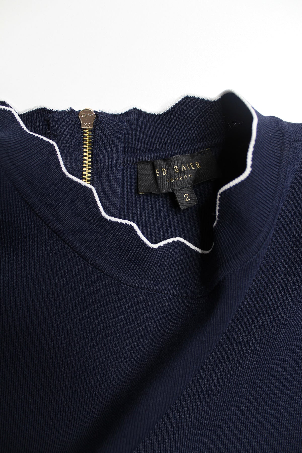 Ted Baker navy/white coliete knit dress, size 2 (size small)