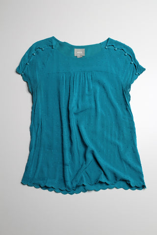 Anthropologie Maeve teal short sleeve blouse, size 8 (price reduced: was $28)