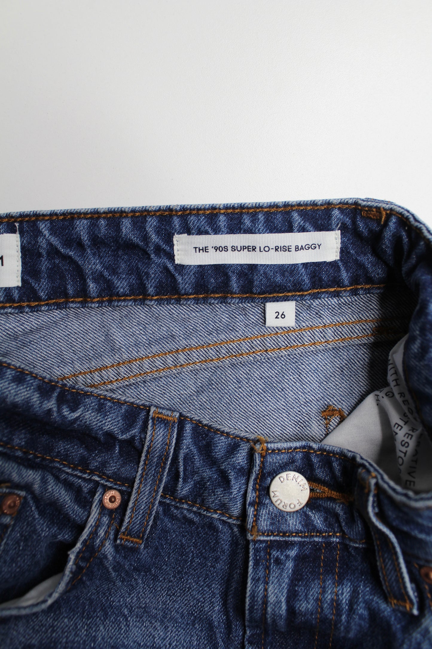 Aritzia Denim Forum '90’s super low rise baggy' jeans, size 26