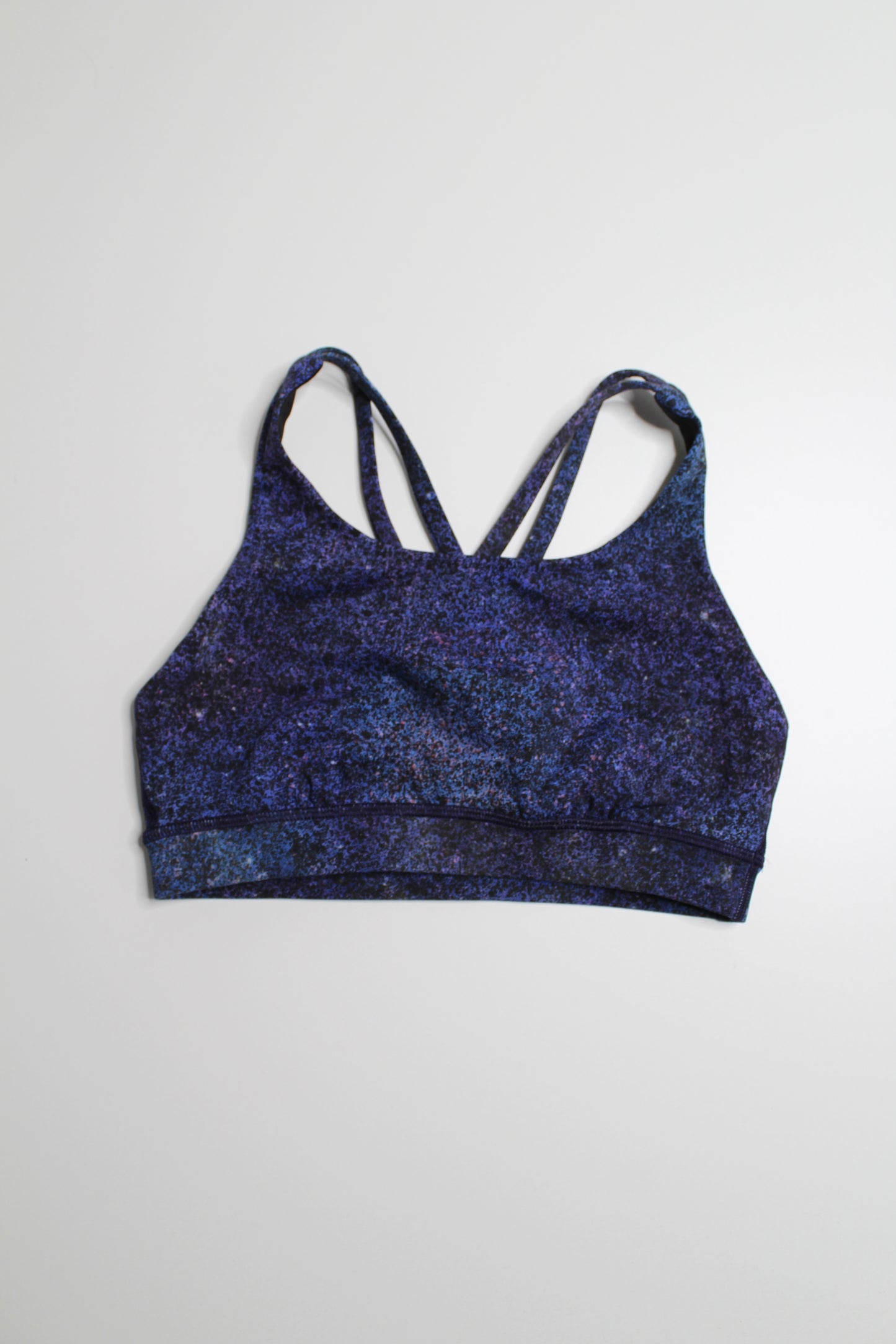 Lululemon polar lights blue multi energy bra, size 4 *nulux