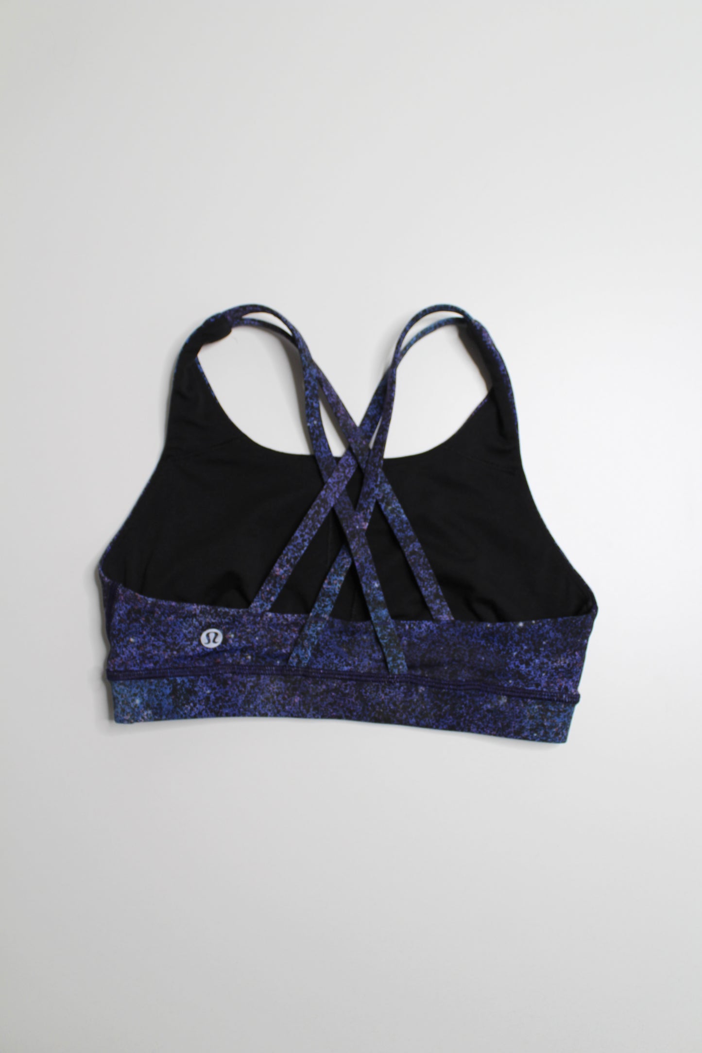 Lululemon polar lights blue multi energy bra, size 4 *nulux