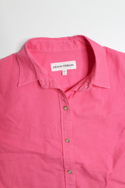 Aritzia Denim Forum fuchsia 'Jane' button up short sleeve blouse, size small (relaxed fit)