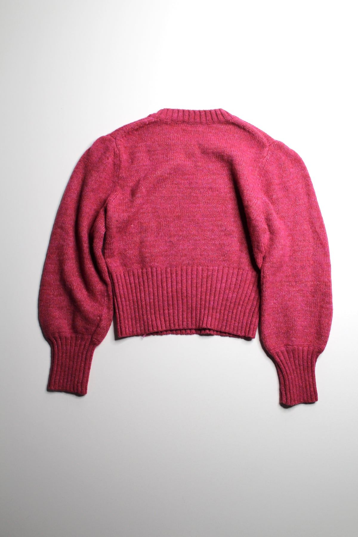 Aritzia Wilfred fuchsia puff sleeve knit sweater, size small