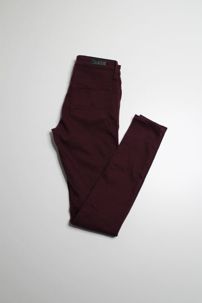 AG Jeans maroon Farrah high rise skinny jeans, size 24 R (30")  (price reduced: was $58)