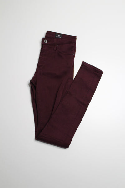 AG Jeans maroon Farrah high rise skinny jeans, size 24 R (30")  (price reduced: was $58)