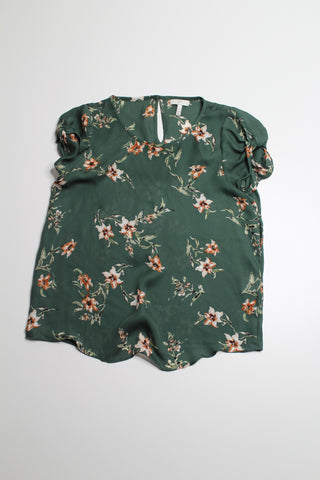 Joie green floral short sleeve blouse, size xs (relaxed fit)