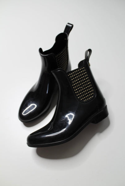 Guess black studded ankle rain boot, size 5 (price reduced: was $58)