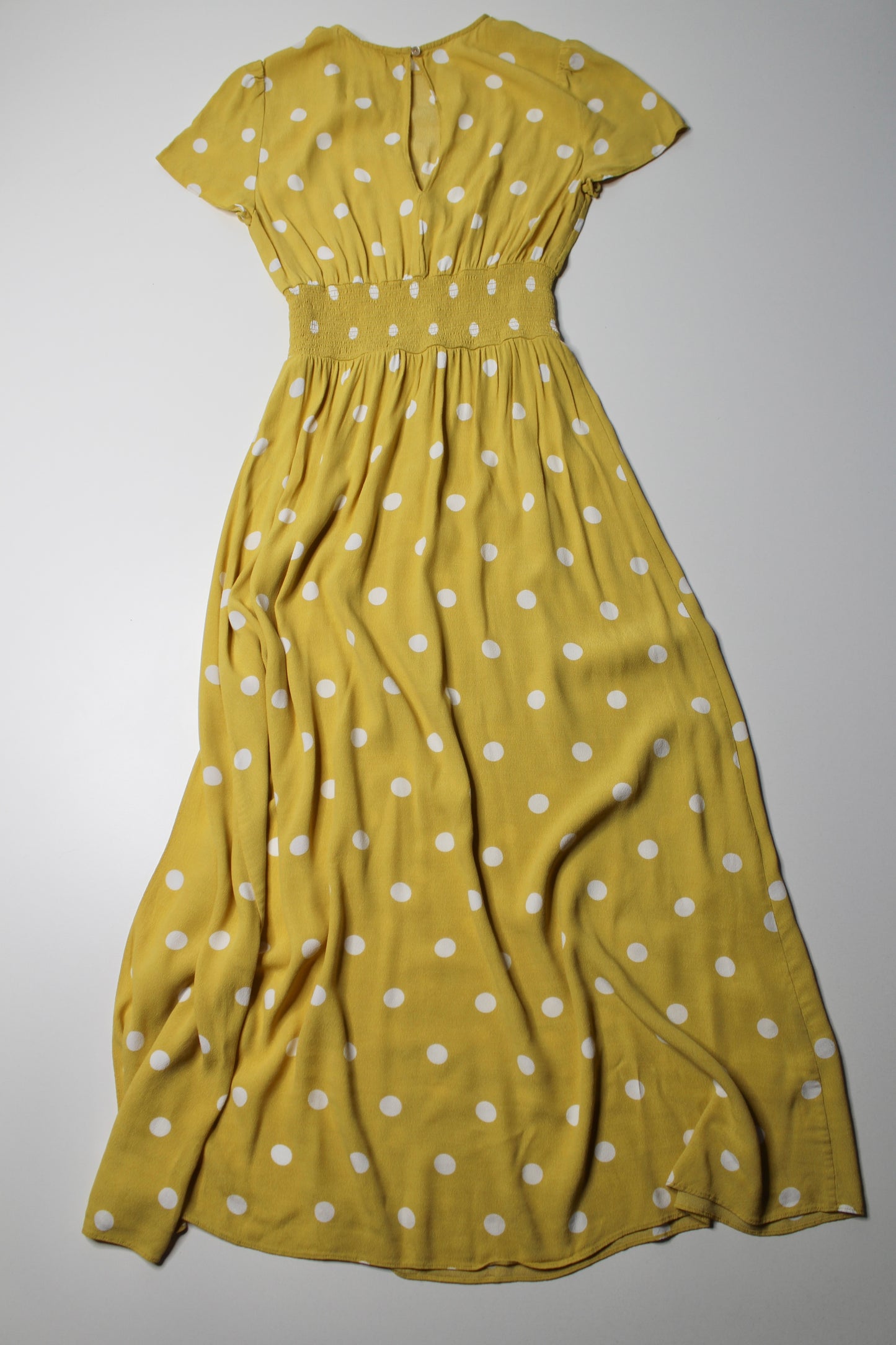 Aritzia Wilfred yellow polka dot ‘maxime’ midi dress, size small