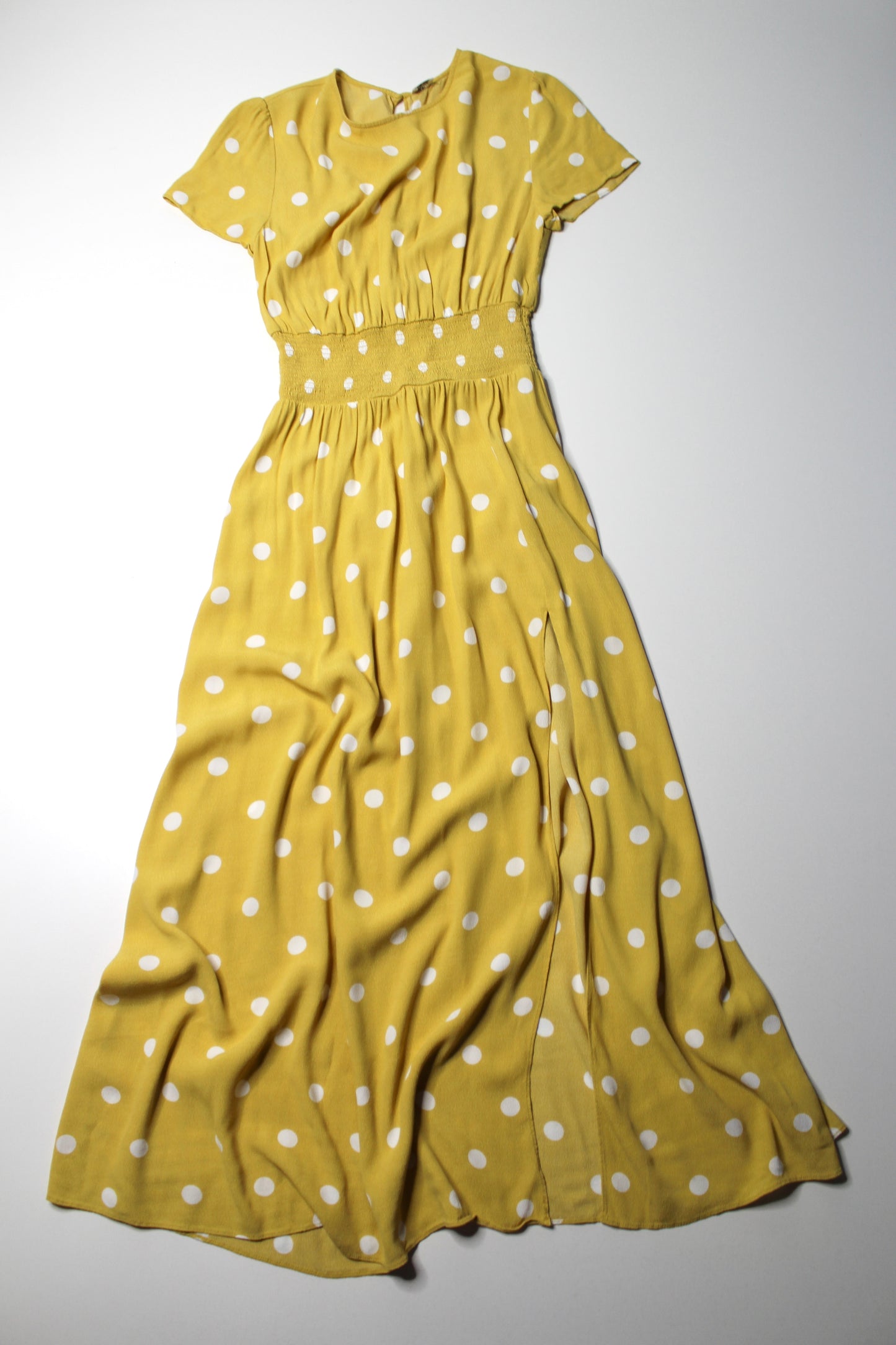 Aritzia Wilfred yellow polka dot ‘maxime’ midi dress, size small