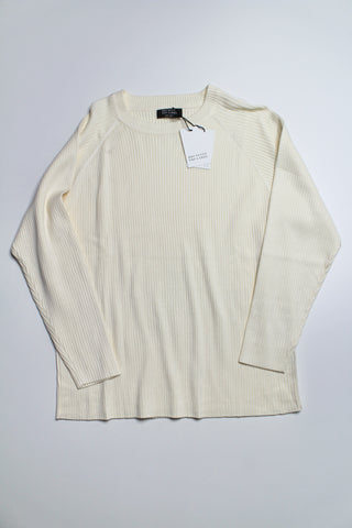 Brunette the Label cream ribbed crew sweater, size xs/s *new with tags (price reduced: was $58)