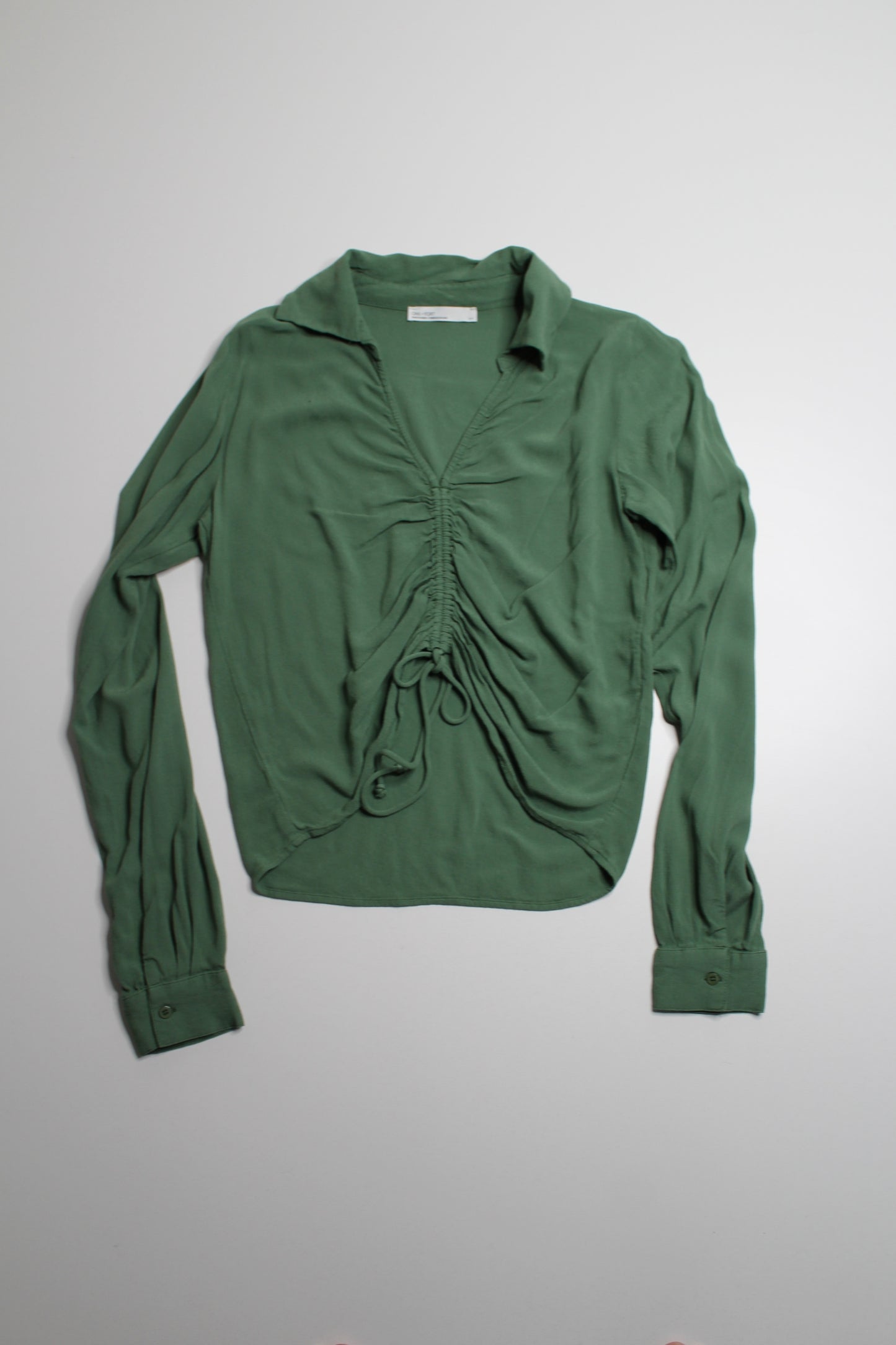 Oak + Fort kelly green long sleeve cinch blouse, size small (additional 60% off)