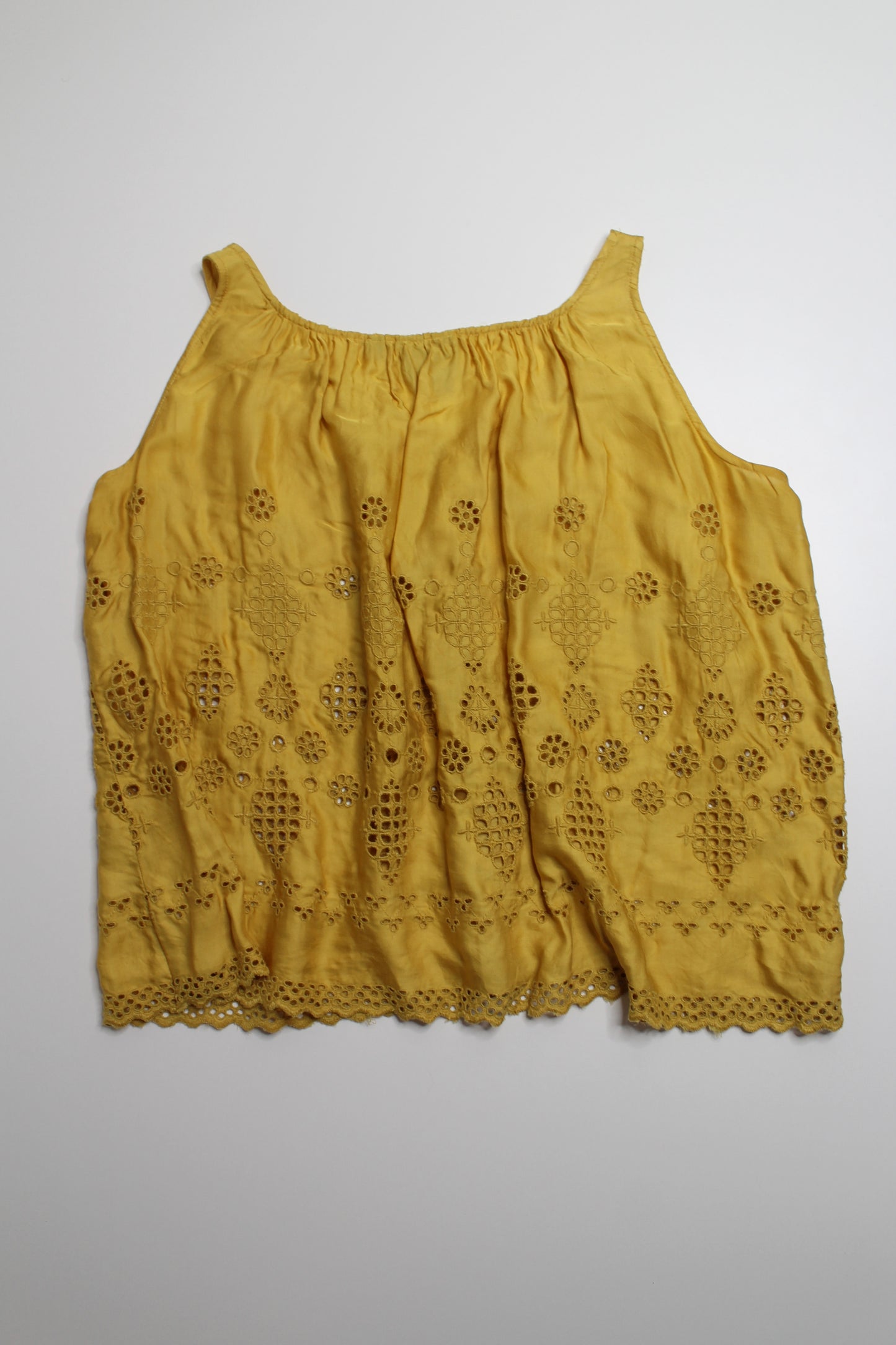 Anthropologie Vanessa Virginia mustard yellow sleeveless eyelet blouse, size 4