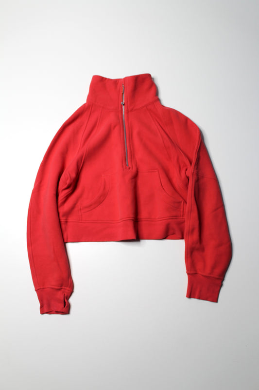 Lululemon red 'oversized scuba 1/2 zip' sweater, size xs/s (fits 4/6)