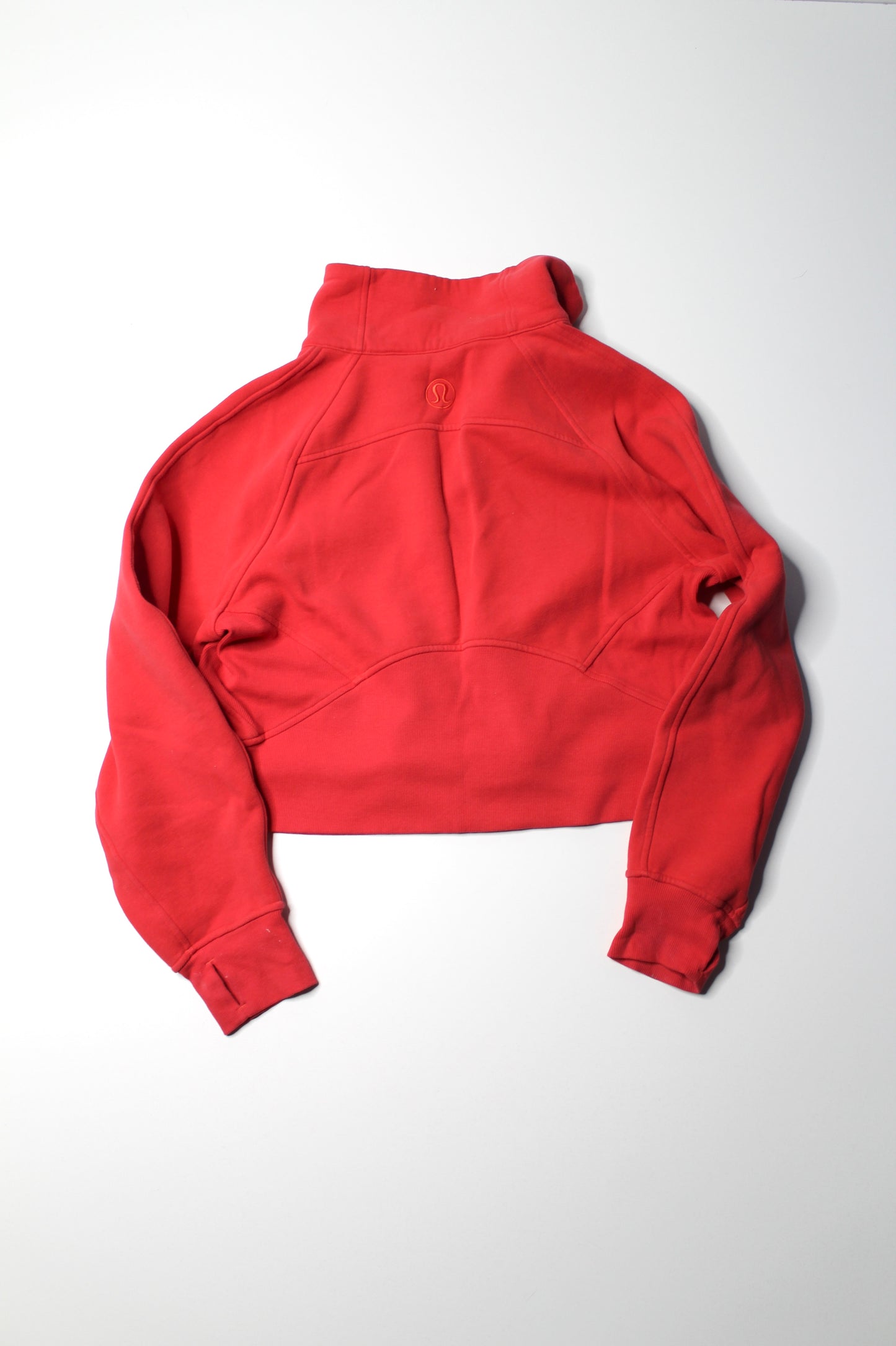 Lululemon red 'oversized scuba 1/2 zip' sweater, size xs/s (fits 4/6)