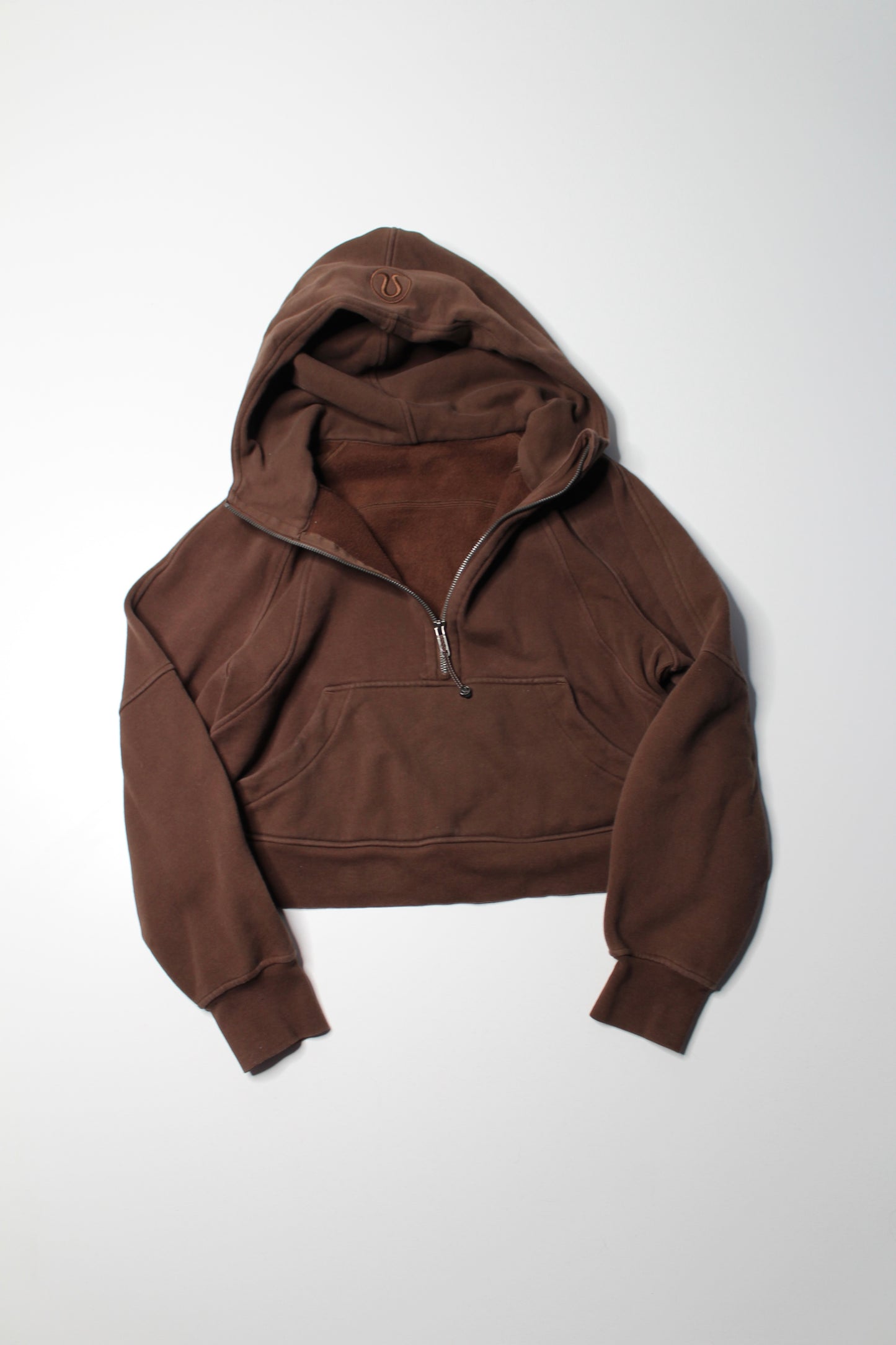 Lululemon brown 'oversized scuba 1/2 zip' hoodie size xs/s (fits 4/6)