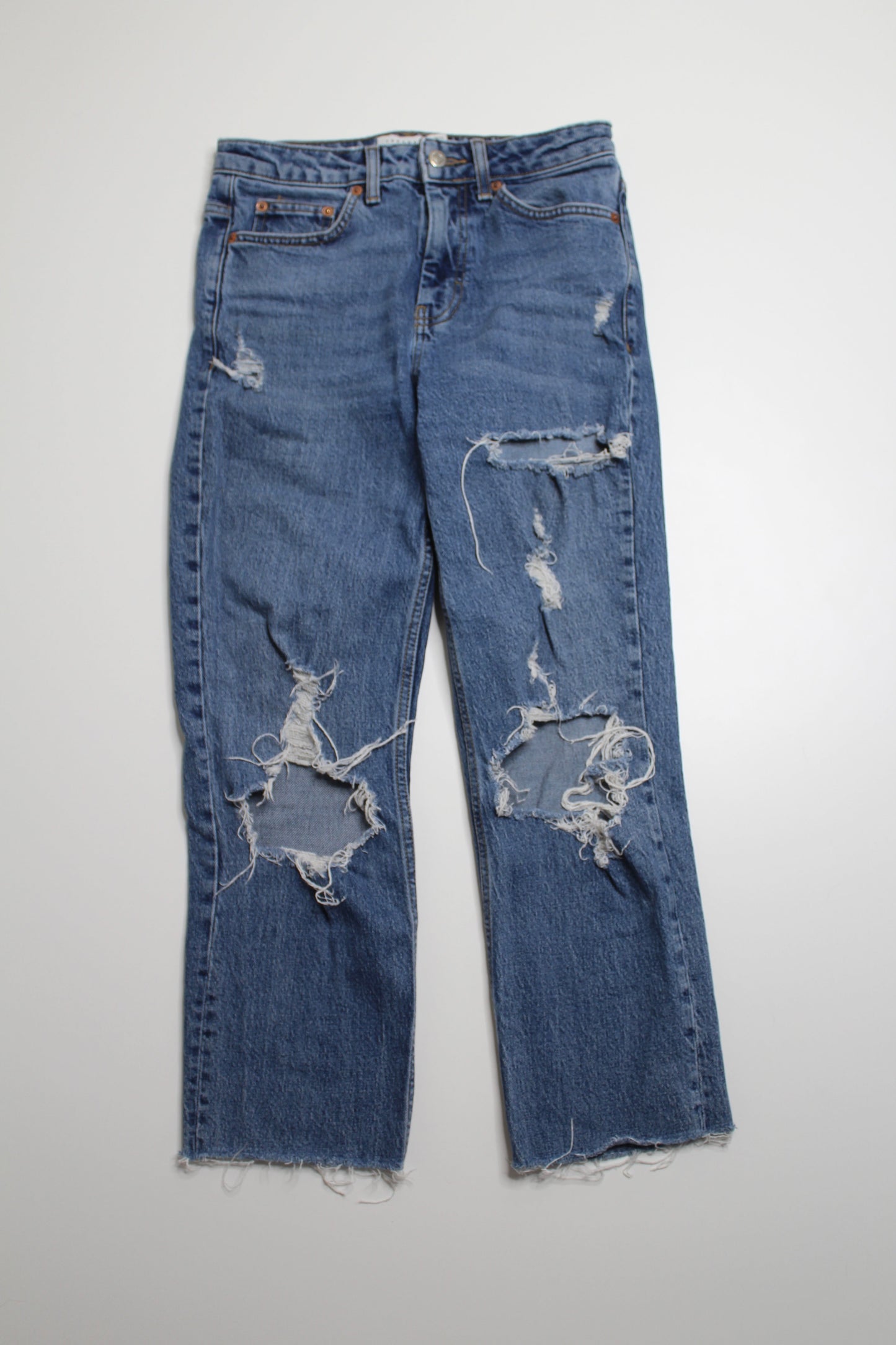 Nordstrom TOPSHOP straight leg distressed ankle jeans, size 26 (price reduced: was $30)