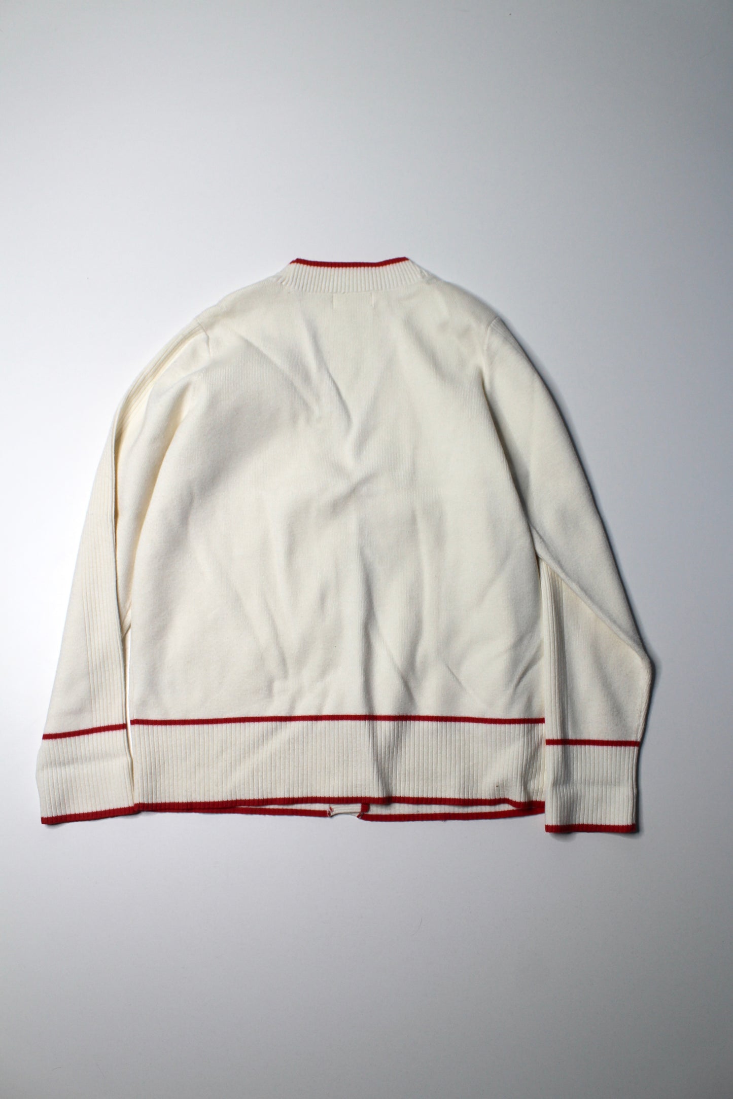 Anthropologie Maeve cream tipped v neck varsity cardigan, size small