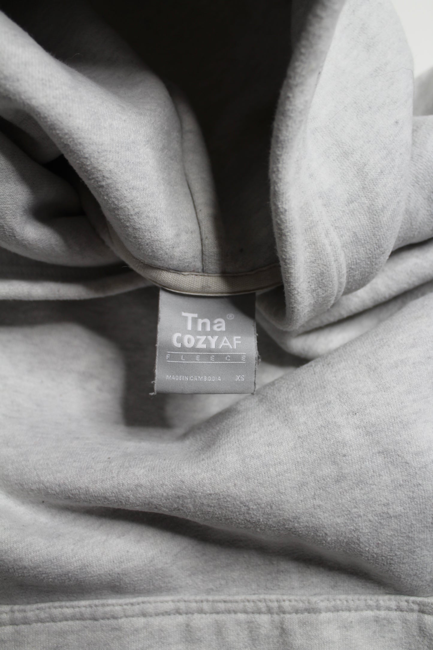 Aritzia TNA light heathered grey COZY AF hoodie, size xs (loose fit)