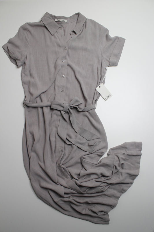 Dex grey button up midi shirt dress, size large *new with tags (additional 50% off)