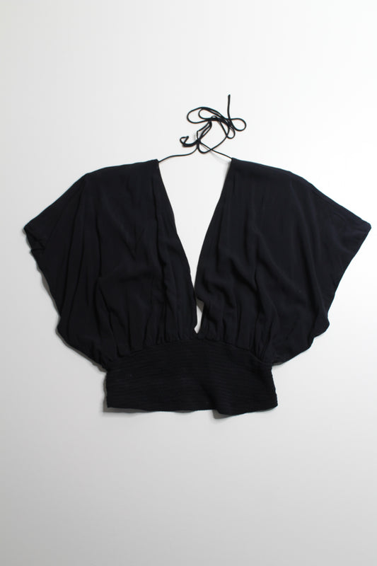 Free People black Ava baby cropped blouse, size medium (price reduced: was $36)