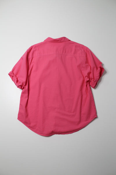 Aritzia Denim Forum fuchsia 'Jane' button up short sleeve blouse, size small (relaxed fit)