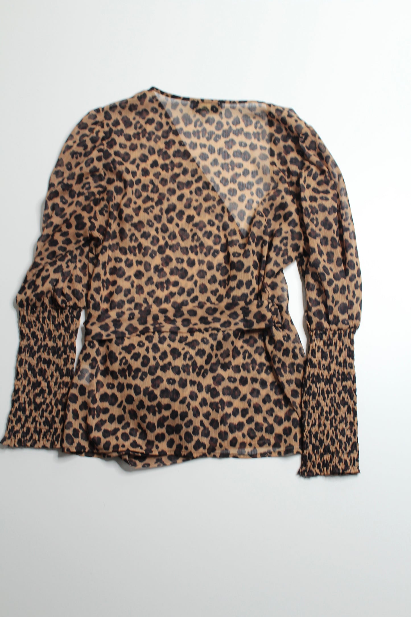 Never Fully Dressed cheetah print wrap blouse, size 8 (price reduced: was $36) (additional 50% off)