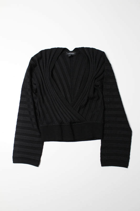 Club Monaco black ribbed v neck long sleeve, size medium