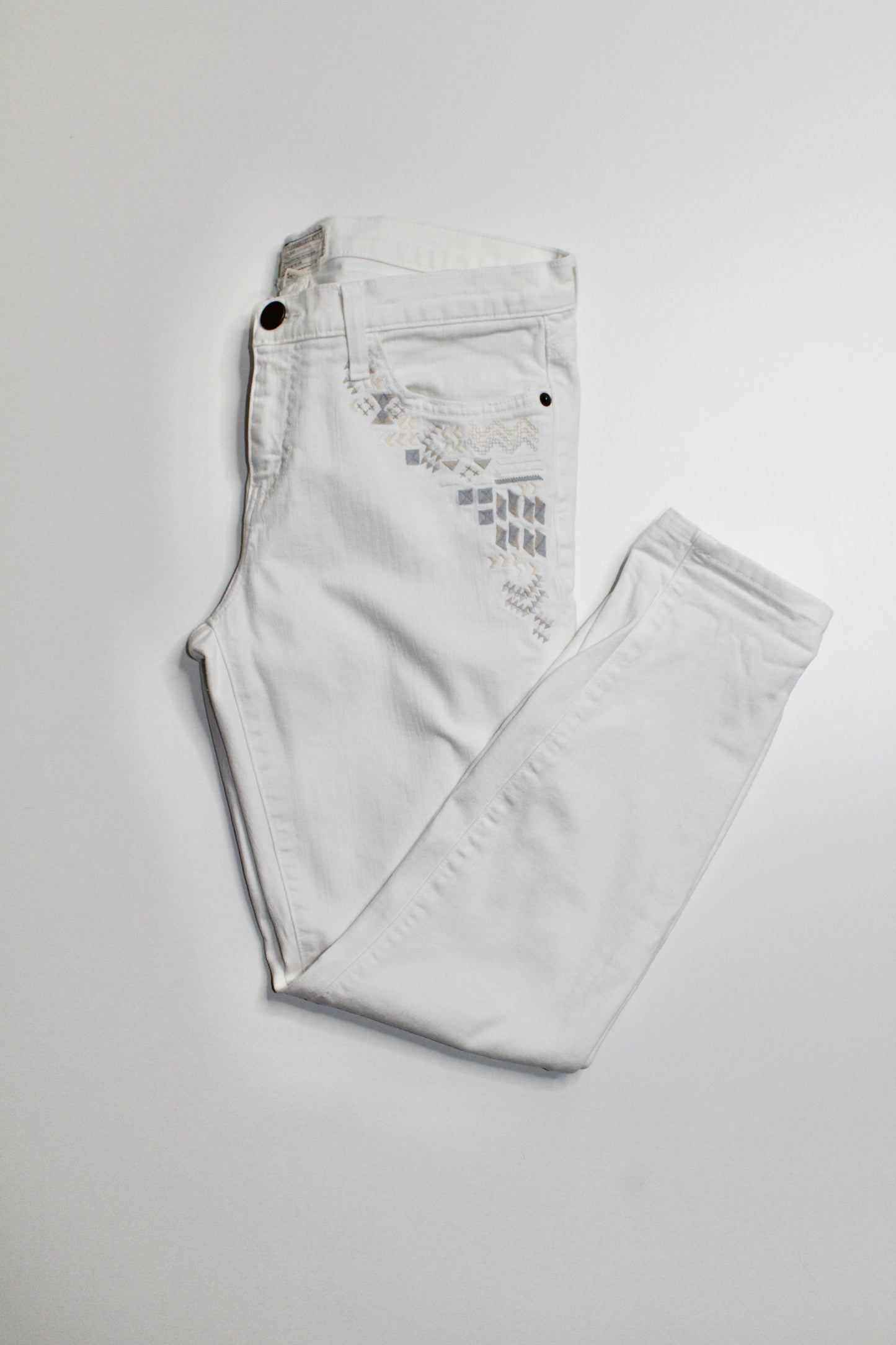 Current Elliott off white embroidered stiletto jeans, size 29 (additional 50% off)