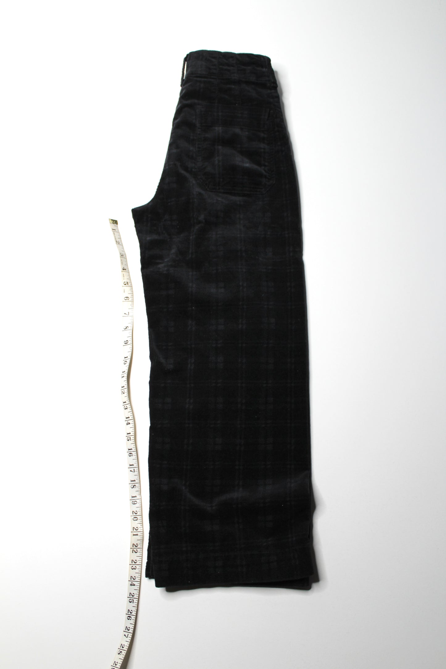 Anthropologie Maeve black/grey corduroy high rise culotte wide leg pant, size 27 (24”)