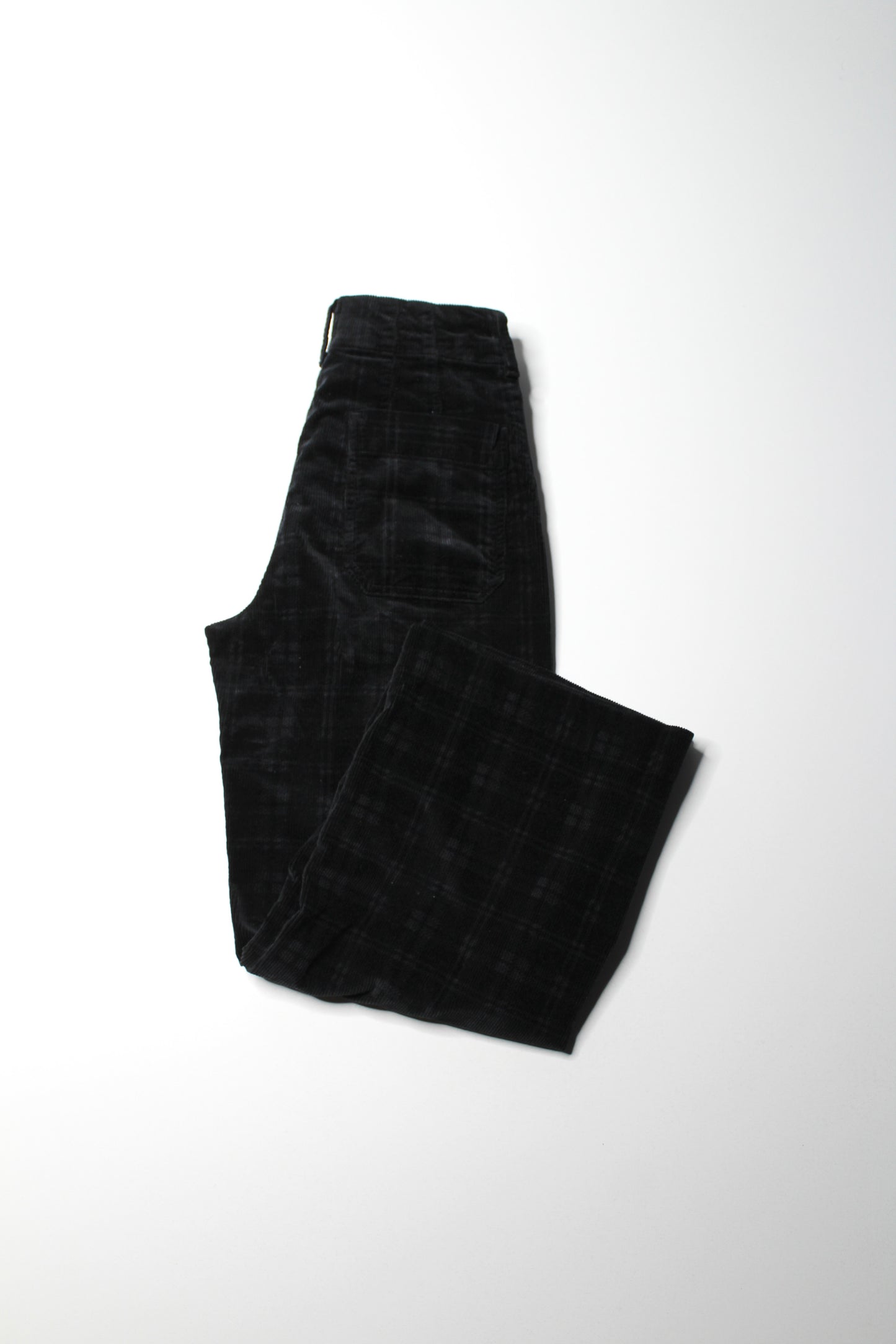 Anthropologie Maeve black/grey corduroy high rise culotte wide leg pant, size 27 (24”)