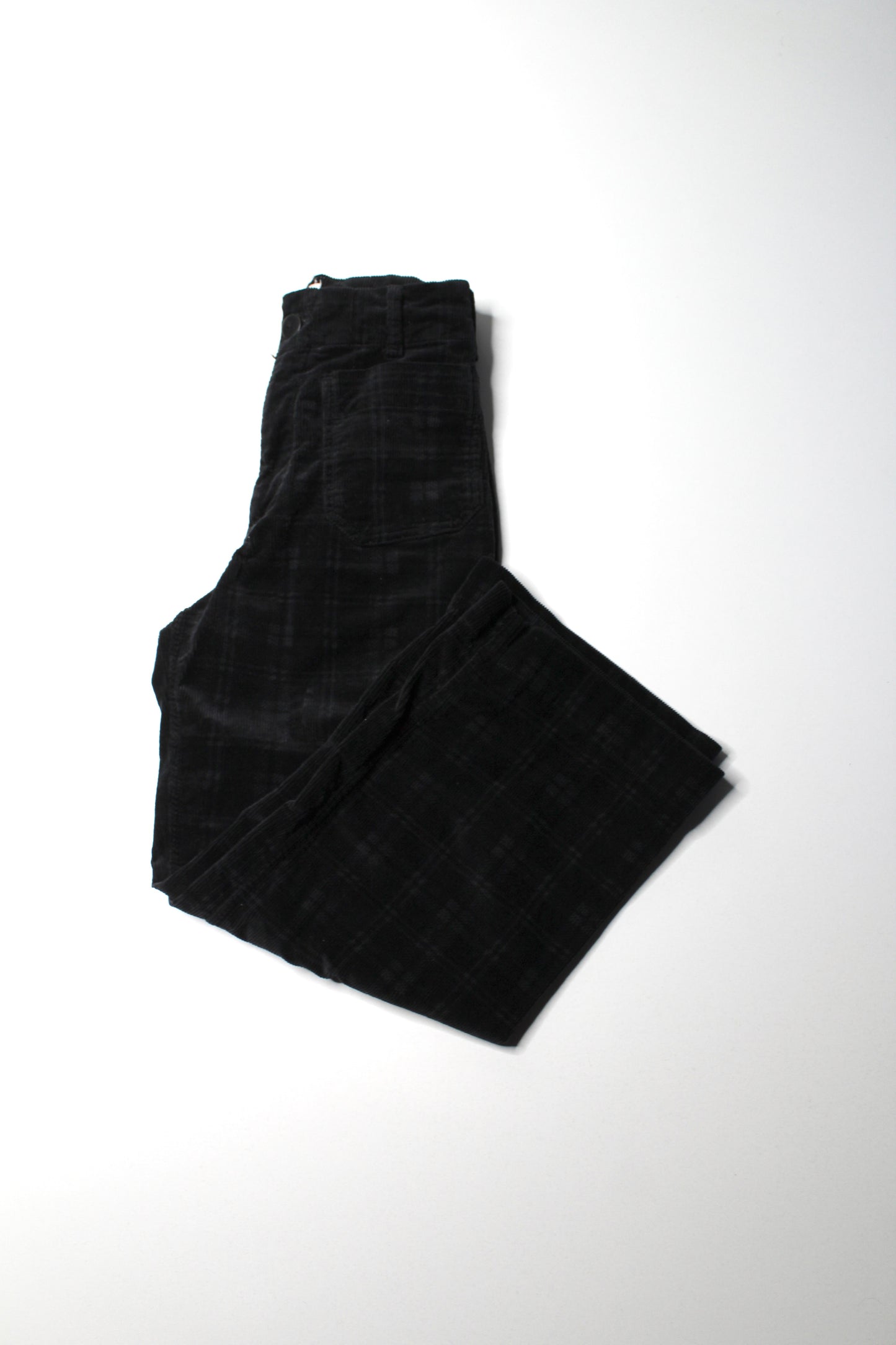 Anthropologie Maeve black/grey corduroy high rise culotte wide leg pant, size 27 (24”)