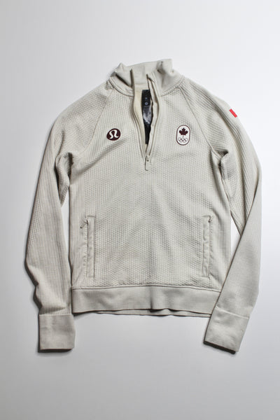 Lululemon beige ‘engineered warmth’ 1/2 zip long sleeve, size 2 (relaxed fit) * Team Canada Olympic Edition (fits like xs)