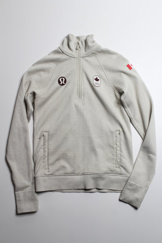 Lululemon beige ‘engineered warmth’ 1/2 zip long sleeve, size 2 (relaxed fit) * Team Canada Olympic Edition (fits like xs)