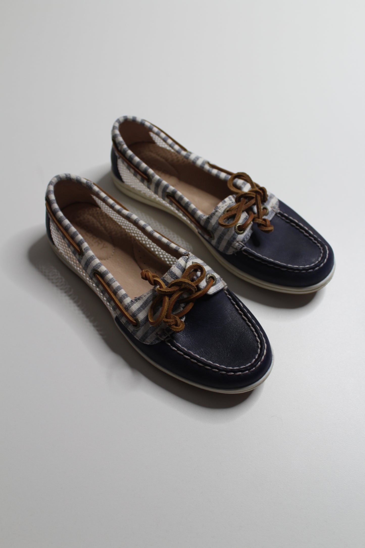 Sperry Top Sider navy stripe slip on boat shoes, size 5.5 (price reduced: was $30)