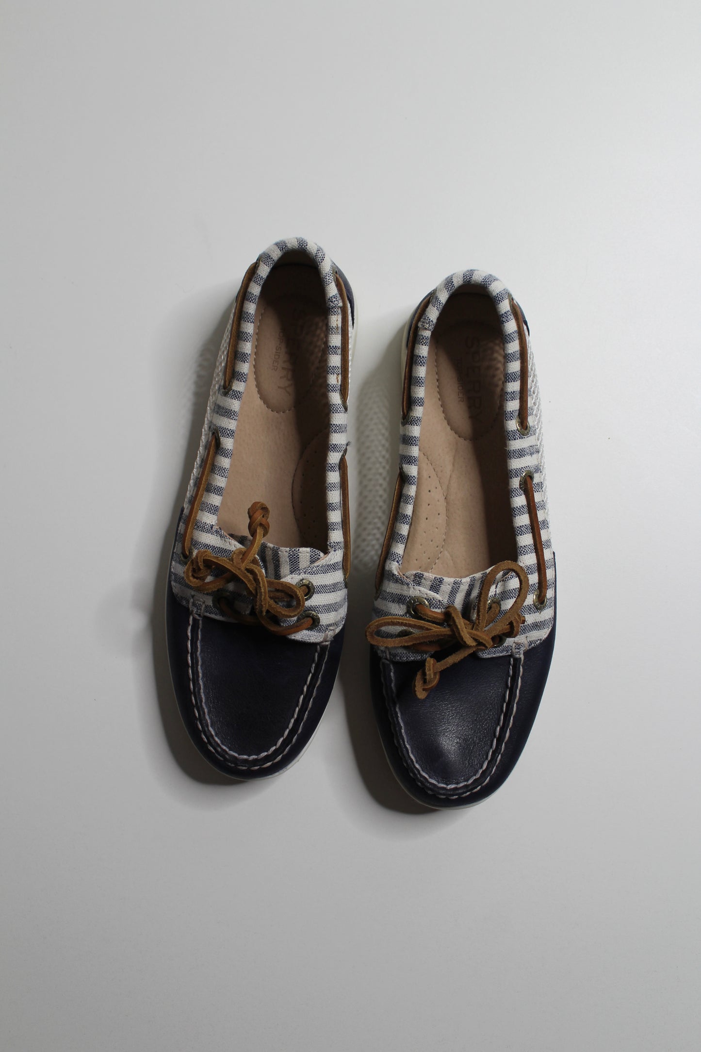 Sperry Top Sider navy stripe slip on boat shoes, size 5.5 (price reduced: was $30)