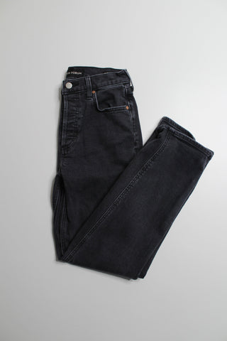 Aritzia Denim Forum black wash arlo high rise straight jeans, size 26