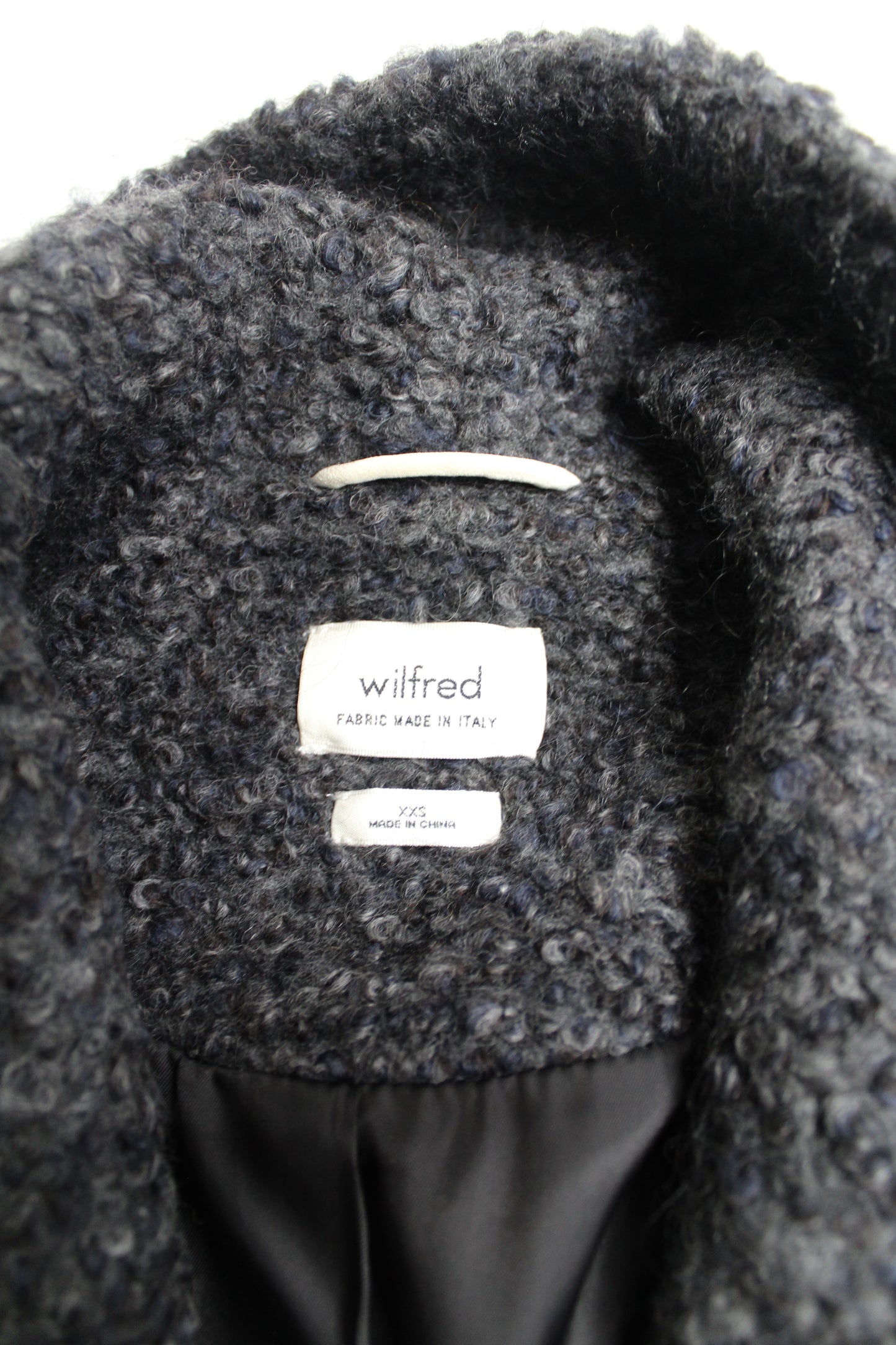 Aritzia wilfred dark grey fuzzy gondry wool coat, size xxs (loose fit) (price reduced: was $88)