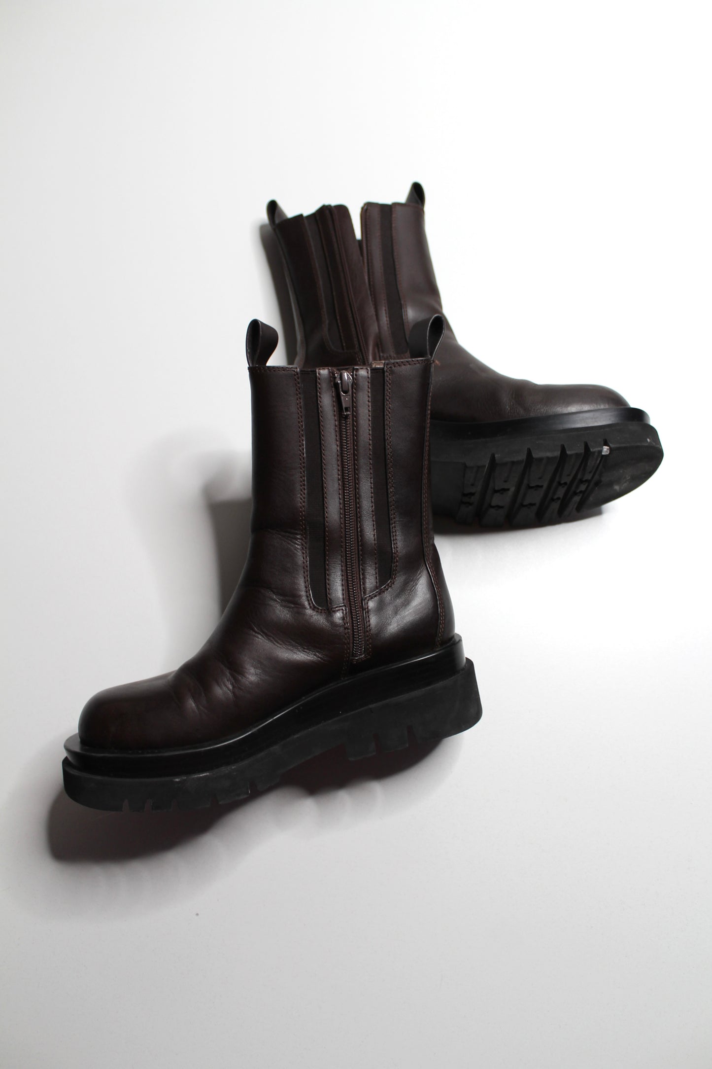 Anthropologie Jeffrey Campbell dark brown chunky leather boots, size 6.5 (20% off)