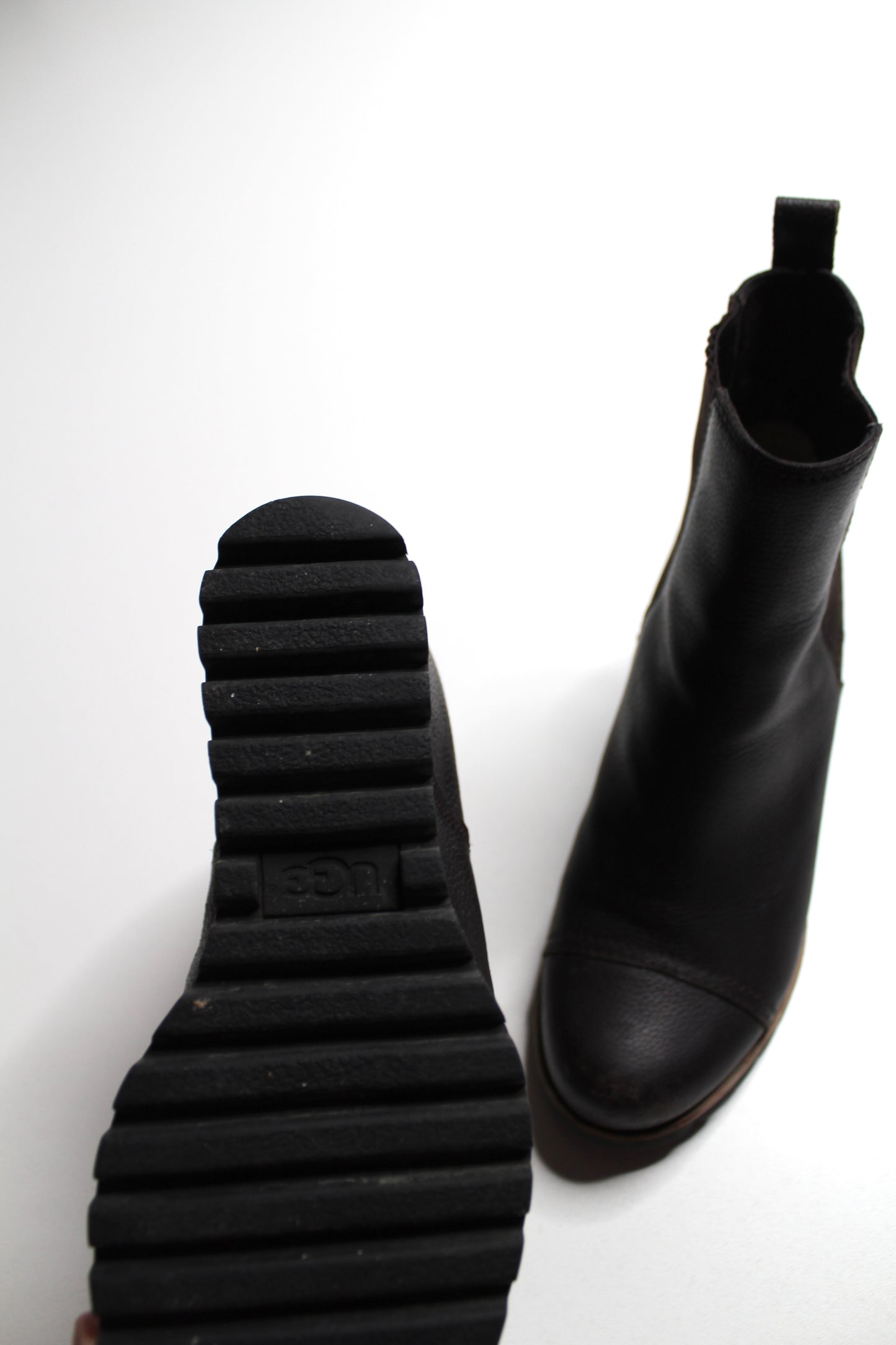 UGG brown wedge fleece insole bootie, size 6.5 (was $78)