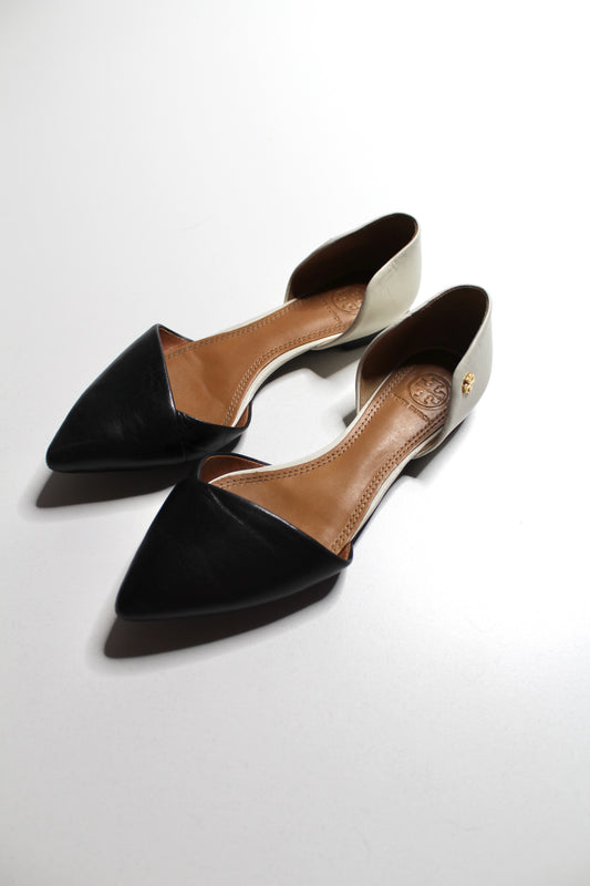 Tory Burch black/ivory viv d'Orsay flats, size 6.5