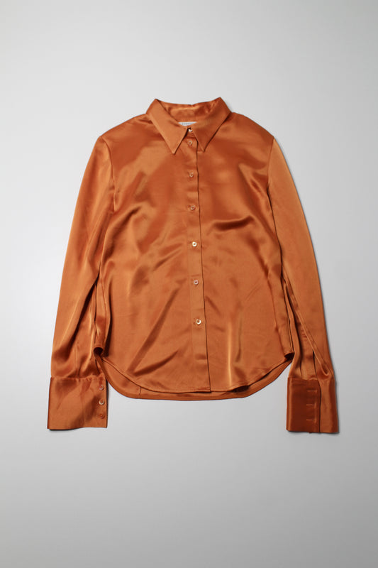 Aritzia Babaton orange satin button up blouse, size small (price reduced: was $30)