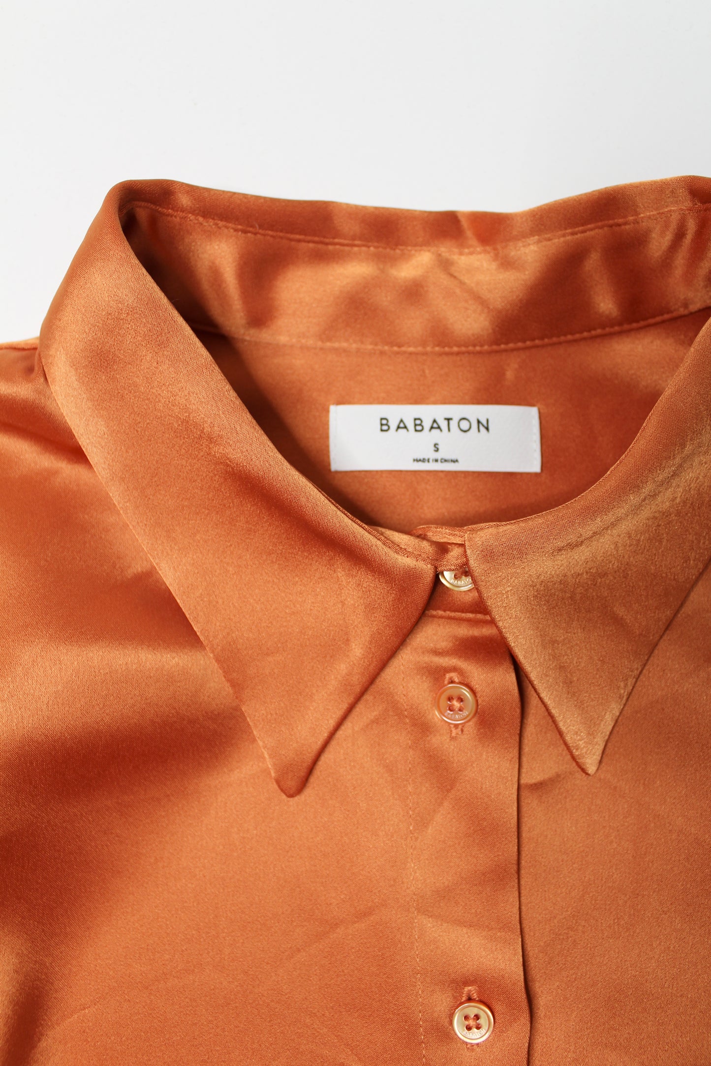 Aritzia Babaton orange satin button up blouse, size small (price reduced: was $30)